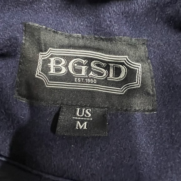 BGSD Men's Duffle Wool Blend Toggle Hooded Quilted Medium Blue Dock Nautical EUC - Picture 14 of 14